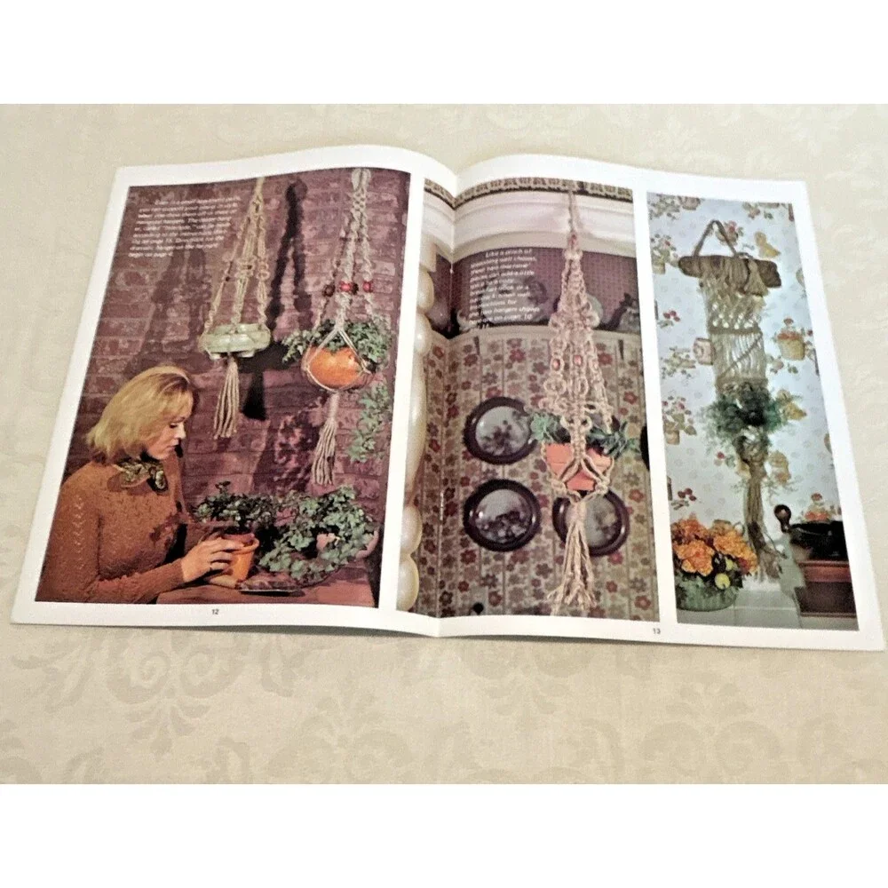 Vintage 1970s Macramé Pattern Book Lot 2 Hangers Small Spaces Why Knot Boho